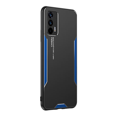 Coque Luxe Aluminum Metal Housse et Bumper Silicone Etui PB2 pour Realme GT 5G Bleu