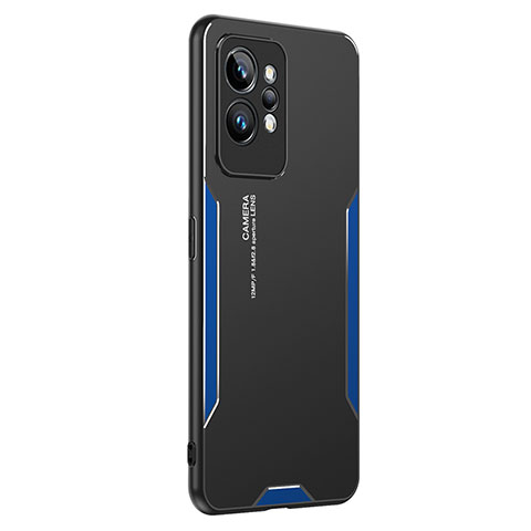 Coque Luxe Aluminum Metal Housse et Bumper Silicone Etui PB2 pour Realme GT2 Pro 5G Bleu