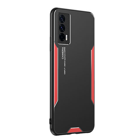 Coque Luxe Aluminum Metal Housse et Bumper Silicone Etui PB2 pour Vivo iQOO 7 India 5G Rouge