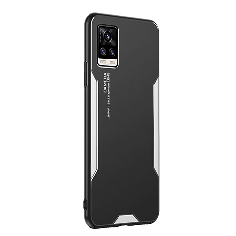 Coque Luxe Aluminum Metal Housse et Bumper Silicone Etui PB2 pour Vivo V20 (2021) Argent