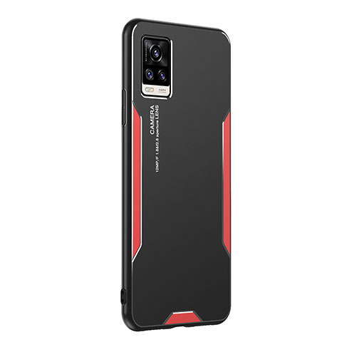 Coque Luxe Aluminum Metal Housse et Bumper Silicone Etui PB2 pour Vivo V20 (2021) Rouge