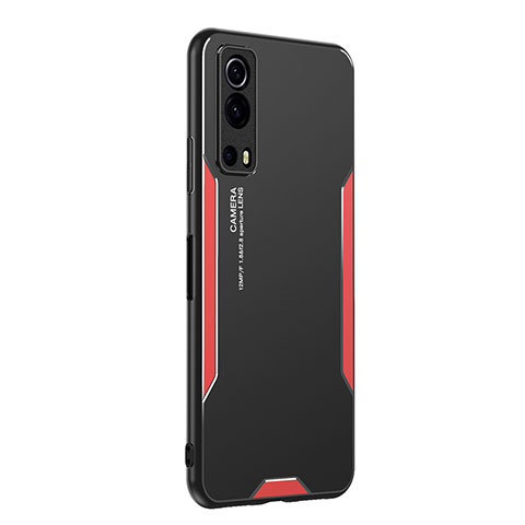 Coque Luxe Aluminum Metal Housse et Bumper Silicone Etui PB2 pour Vivo Y75s 5G Rouge