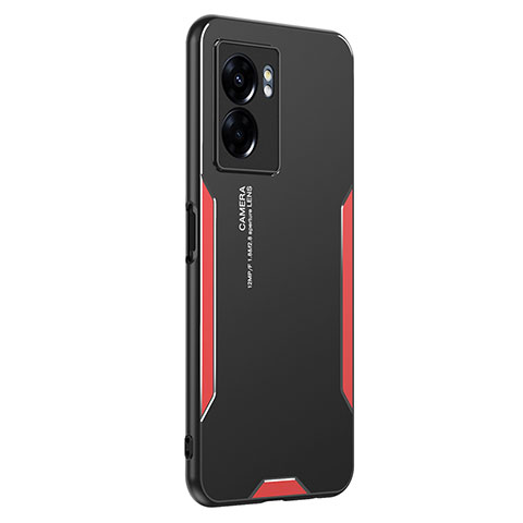 Coque Luxe Aluminum Metal Housse et Bumper Silicone Etui pour Realme Narzo 50 5G Rouge