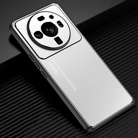 Coque Luxe Aluminum Metal Housse et Bumper Silicone Etui pour Xiaomi Mi 12S Ultra 5G Argent