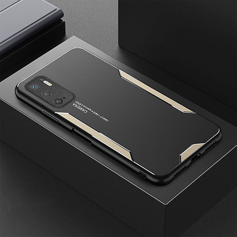 Coque Luxe Aluminum Metal Housse et Bumper Silicone Etui pour Xiaomi Redmi Note 10 5G Or