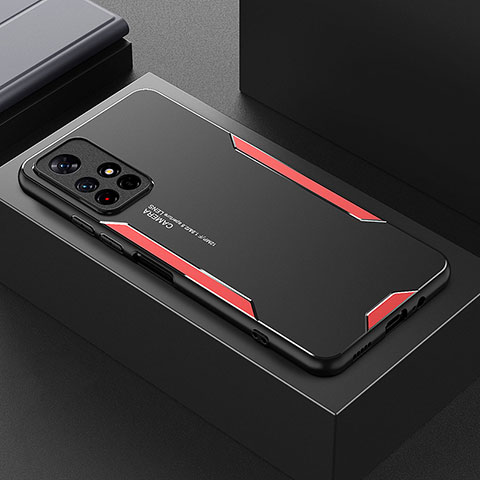 Coque Luxe Aluminum Metal Housse et Bumper Silicone Etui pour Xiaomi Redmi Note 11T 5G Rouge