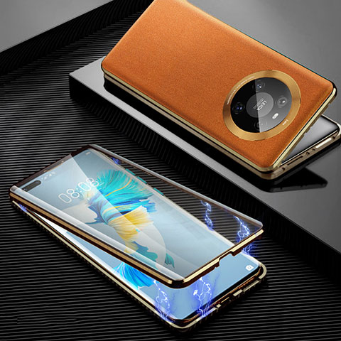 Coque Luxe Aluminum Metal Housse Etui 360 Degres K01 pour Huawei Mate 40E Pro 4G Jaune