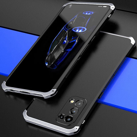 Coque Luxe Aluminum Metal Housse Etui 360 Degres M01 pour Oppo Find X3 Lite 5G Argent et Noir