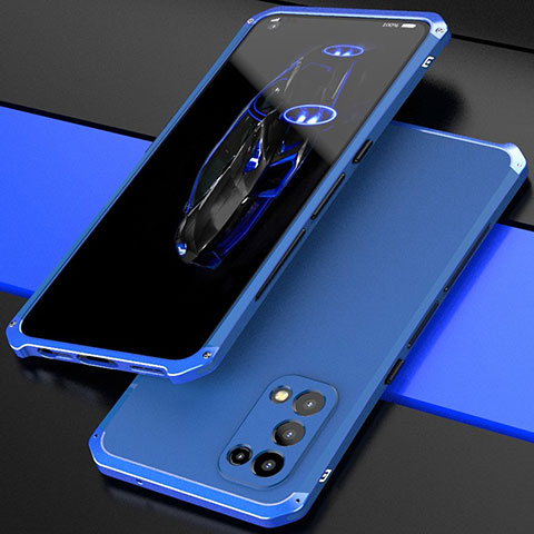 Coque Luxe Aluminum Metal Housse Etui 360 Degres M01 pour Oppo Reno5 5G Bleu