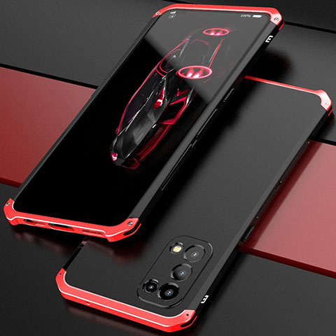 Coque Luxe Aluminum Metal Housse Etui 360 Degres M01 pour Oppo Reno5 5G Rouge et Noir