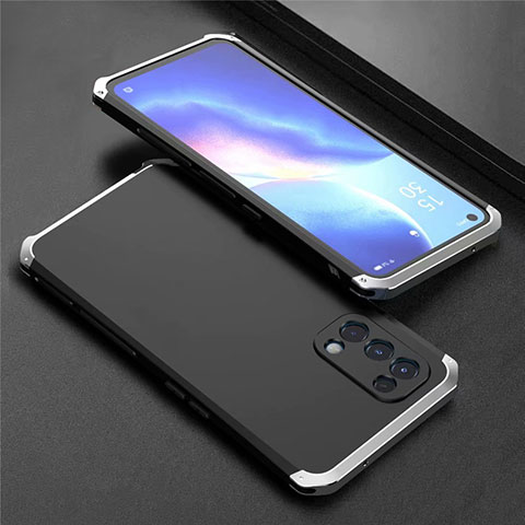 Coque Luxe Aluminum Metal Housse Etui 360 Degres M02 pour Oppo Find X3 Lite 5G Argent et Noir