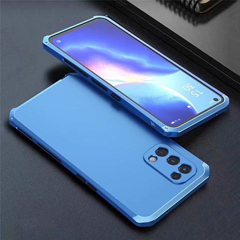 Coque Luxe Aluminum Metal Housse Etui 360 Degres M02 pour Oppo Find X3 Lite 5G Bleu