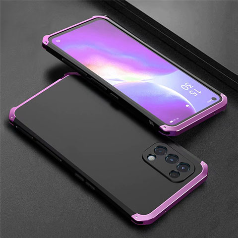 Coque Luxe Aluminum Metal Housse Etui 360 Degres M02 pour Oppo Reno5 5G Violet