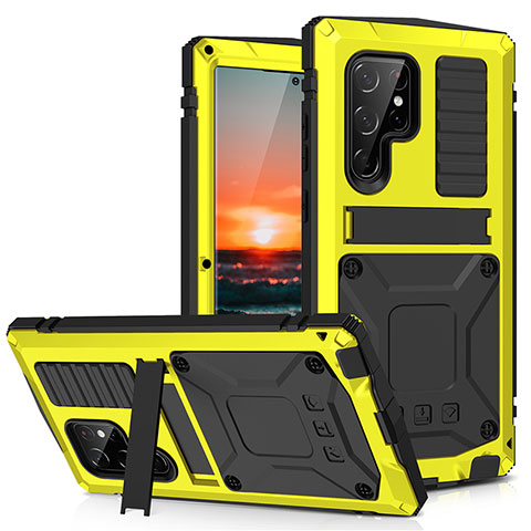 Coque Luxe Aluminum Metal Housse Etui 360 Degres M04 pour Samsung Galaxy S21 Ultra 5G Jaune