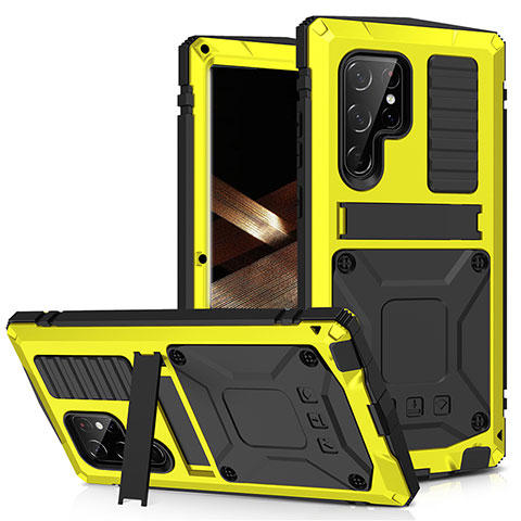 Coque Luxe Aluminum Metal Housse Etui 360 Degres M04 pour Samsung Galaxy S24 Ultra 5G Jaune