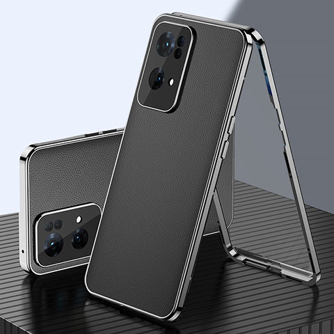 Coque Luxe Aluminum Metal Housse Etui 360 Degres P01 pour Oppo Reno7 Pro 5G Noir