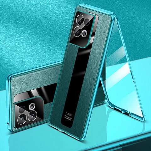 Coque Luxe Aluminum Metal Housse Etui 360 Degres P01 pour Oppo Reno8 5G Vert