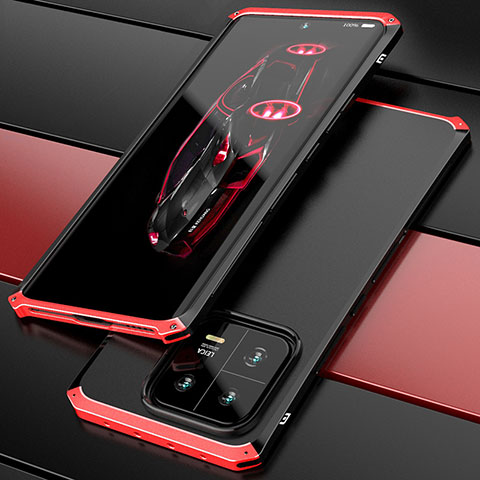 Coque Luxe Aluminum Metal Housse Etui 360 Degres P01 pour Xiaomi Mi 13 5G Rouge et Noir