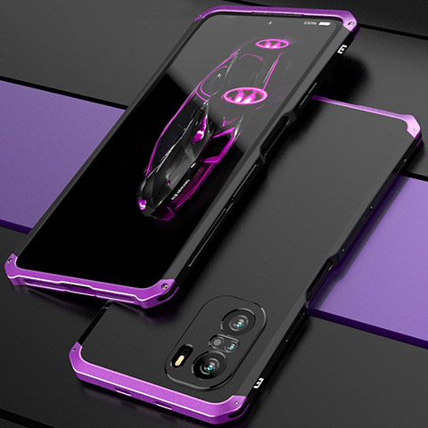 Coque Luxe Aluminum Metal Housse Etui 360 Degres P01 pour Xiaomi Poco F3 5G Violet