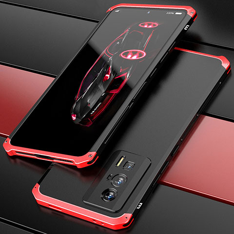 Coque Luxe Aluminum Metal Housse Etui 360 Degres P01 pour Xiaomi Redmi K60 Pro 5G Rouge et Noir