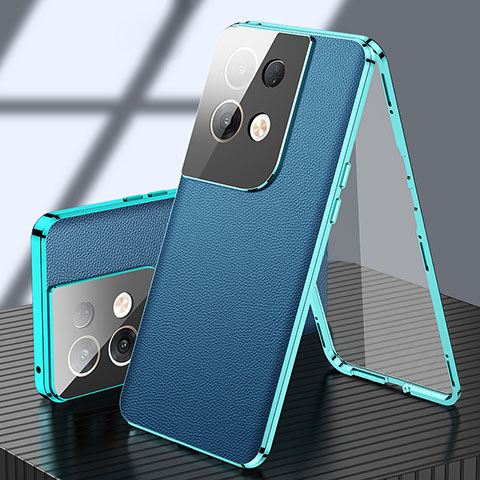 Coque Luxe Aluminum Metal Housse Etui 360 Degres P02 pour Oppo Reno8 Pro+ Plus 5G Bleu