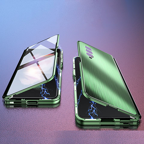 Coque Luxe Aluminum Metal Housse Etui 360 Degres P02 pour Samsung Galaxy Z Fold3 5G Vert