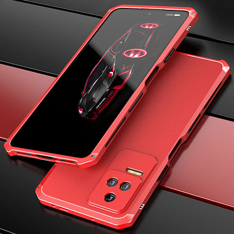 Coque Luxe Aluminum Metal Housse Etui 360 Degres P02 pour Xiaomi Redmi K50 Pro 5G Rouge