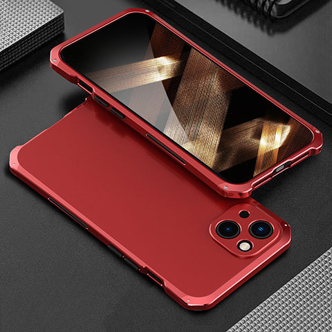 Coque Luxe Aluminum Metal Housse Etui 360 Degres pour Apple iPhone 15 Plus Rouge