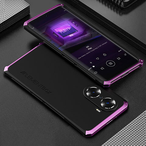 Coque Luxe Aluminum Metal Housse Etui 360 Degres pour Huawei Honor 60 5G Violet