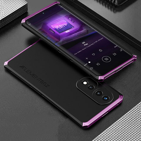 Coque Luxe Aluminum Metal Housse Etui 360 Degres pour Huawei Honor 70 5G Violet