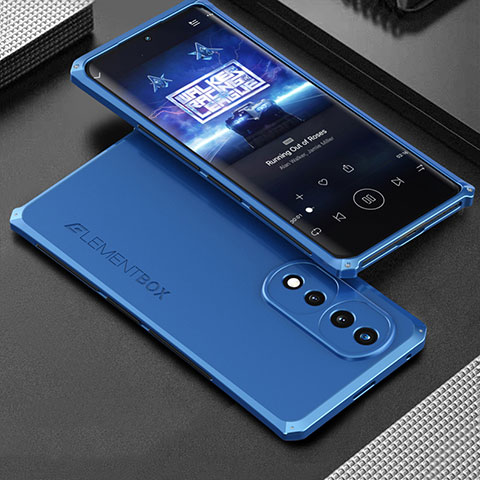 Coque Luxe Aluminum Metal Housse Etui 360 Degres pour Huawei Honor 70 Pro+ Plus 5G Bleu