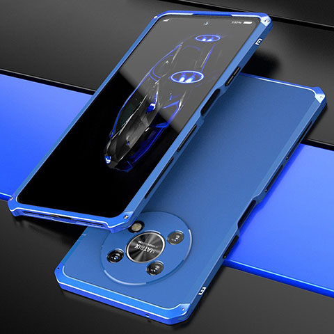 Coque Luxe Aluminum Metal Housse Etui 360 Degres pour Huawei Honor Magic4 Lite 5G Bleu