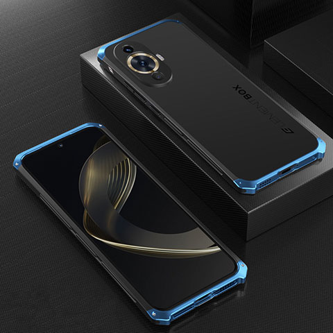 Coque Luxe Aluminum Metal Housse Etui 360 Degres pour Huawei Nova 11 Bleu et Noir