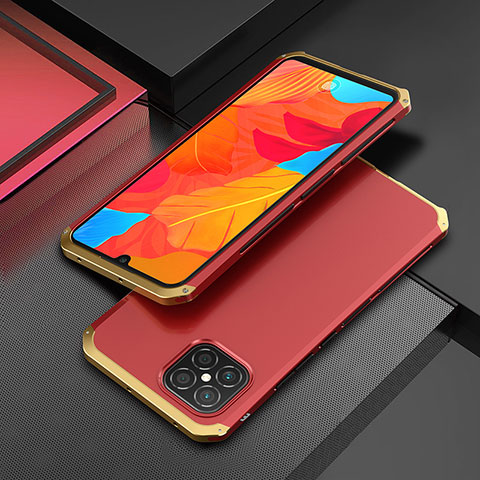 Coque Luxe Aluminum Metal Housse Etui 360 Degres pour Huawei Nova 8 SE 4G Or et Rouge