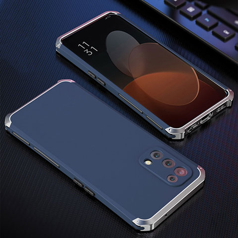 Coque Luxe Aluminum Metal Housse Etui 360 Degres pour Oppo Find X3 Lite 5G Bleu