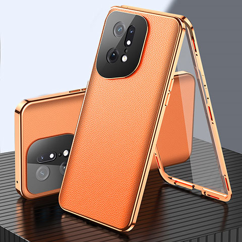 Coque Luxe Aluminum Metal Housse Etui 360 Degres pour Oppo Find X5 5G Orange