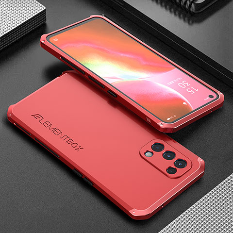 Coque Luxe Aluminum Metal Housse Etui 360 Degres pour Oppo K9 5G Rouge