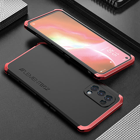 Coque Luxe Aluminum Metal Housse Etui 360 Degres pour Oppo K9 5G Rouge et Noir