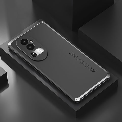 Coque Luxe Aluminum Metal Housse Etui 360 Degres pour Oppo Reno10 Pro+ Plus 5G Argent et Noir