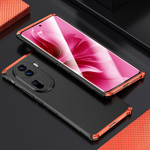 Coque Luxe Aluminum Metal Housse Etui 360 Degres pour Oppo Reno11 Pro 5G Rouge et Noir