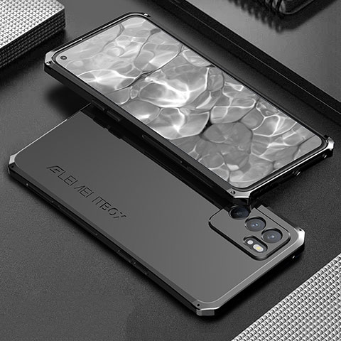 Coque Luxe Aluminum Metal Housse Etui 360 Degres pour Oppo Reno6 5G Noir