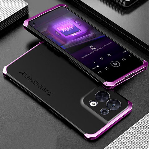 Coque Luxe Aluminum Metal Housse Etui 360 Degres pour Oppo Reno8 5G Violet