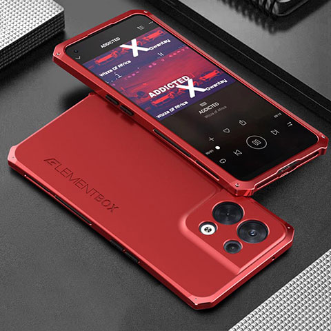 Coque Luxe Aluminum Metal Housse Etui 360 Degres pour Oppo Reno9 5G Rouge