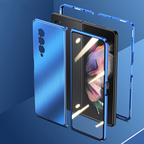 Coque Luxe Aluminum Metal Housse Etui 360 Degres pour Samsung Galaxy Z Fold4 5G Bleu