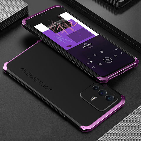 Coque Luxe Aluminum Metal Housse Etui 360 Degres pour Vivo V23 5G Violet