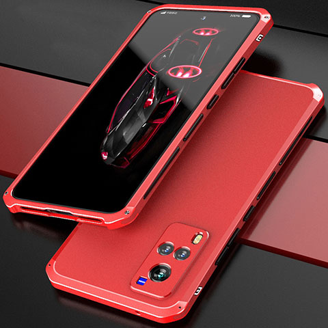 Coque Luxe Aluminum Metal Housse Etui 360 Degres pour Vivo X60T 5G Rouge