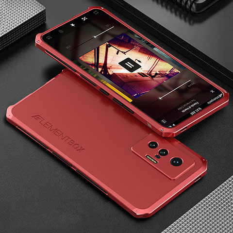 Coque Luxe Aluminum Metal Housse Etui 360 Degres pour Vivo X70 5G Rouge