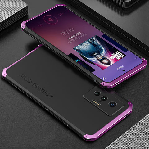 Coque Luxe Aluminum Metal Housse Etui 360 Degres pour Vivo X70 5G Violet