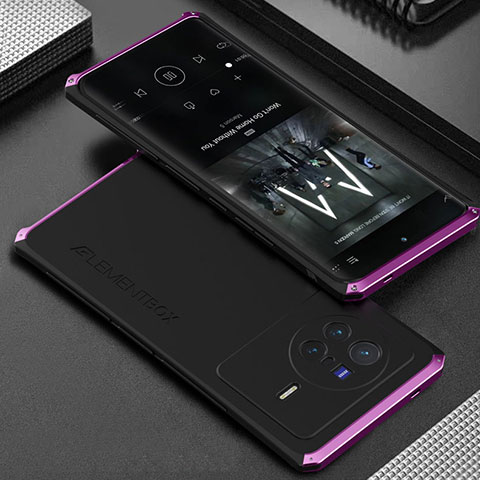 Coque Luxe Aluminum Metal Housse Etui 360 Degres pour Vivo X80 5G Violet