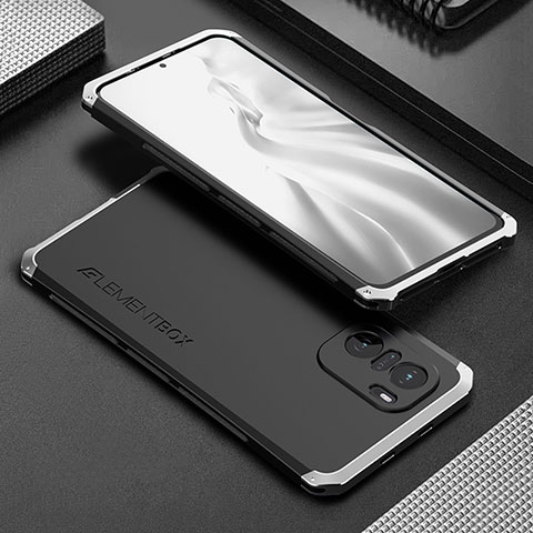 Coque Luxe Aluminum Metal Housse Etui 360 Degres pour Xiaomi Mi 11i 5G Argent et Noir